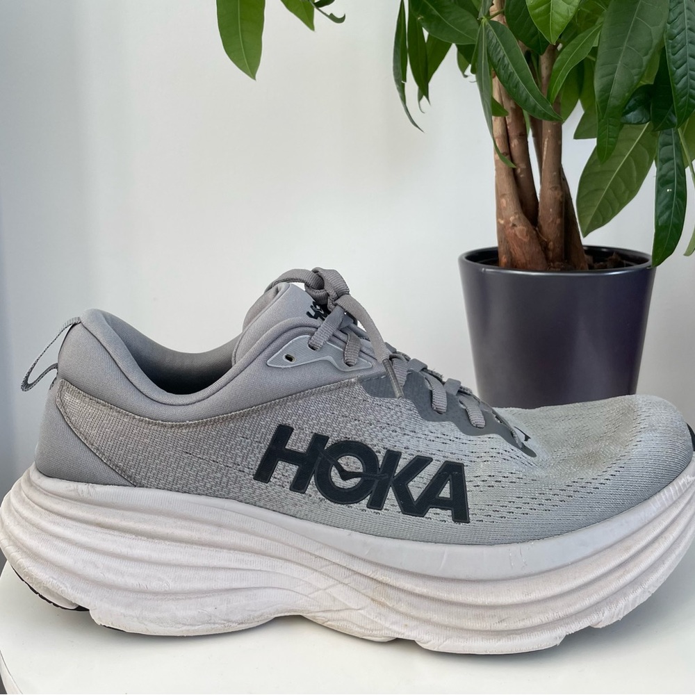 Men Size 12 HOKA ONE ONE Bondi 8 'Sharkskin Harbor Mist' Running Shoes